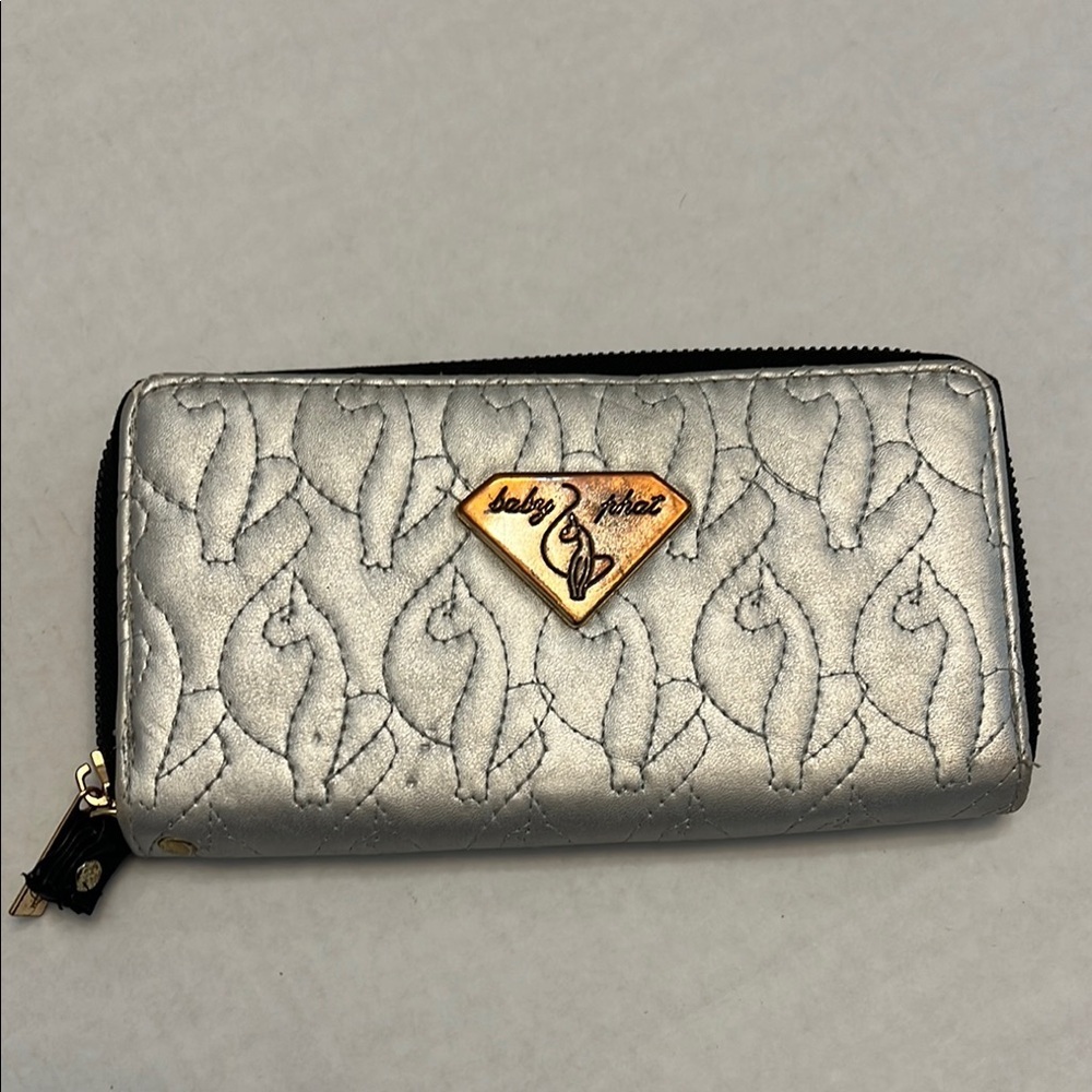 Y2K BABY PHAT SILVER METALLIC DISTRESSED VINTAGE WALLET